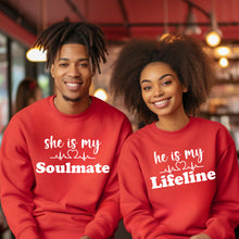 Load image into Gallery viewer, Soulmate Sweatshirt, Lifeline Sweatshirt, Valentine Sweatshirt, Valentines Gift, Couple Gifts, Matching Sweatshirt, Groom Bride Sweatshirt
